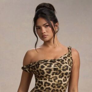 Club London Leopard Twist Front Lita Dress
